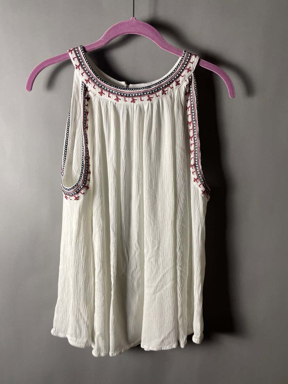 Como Vintage Womens White Embroidered Cold Shoulder Blouse M